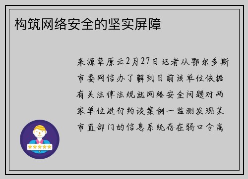 构筑网络安全的坚实屏障