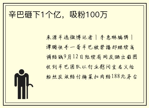 辛巴砸下1个亿，吸粉100万