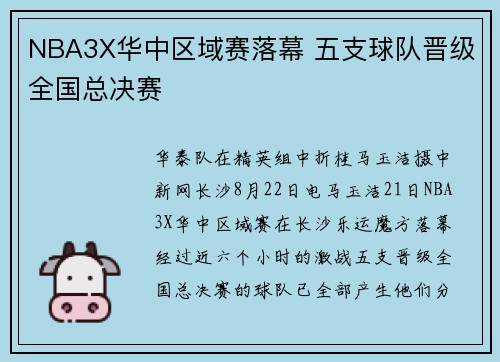 NBA3X华中区域赛落幕 五支球队晋级全国总决赛